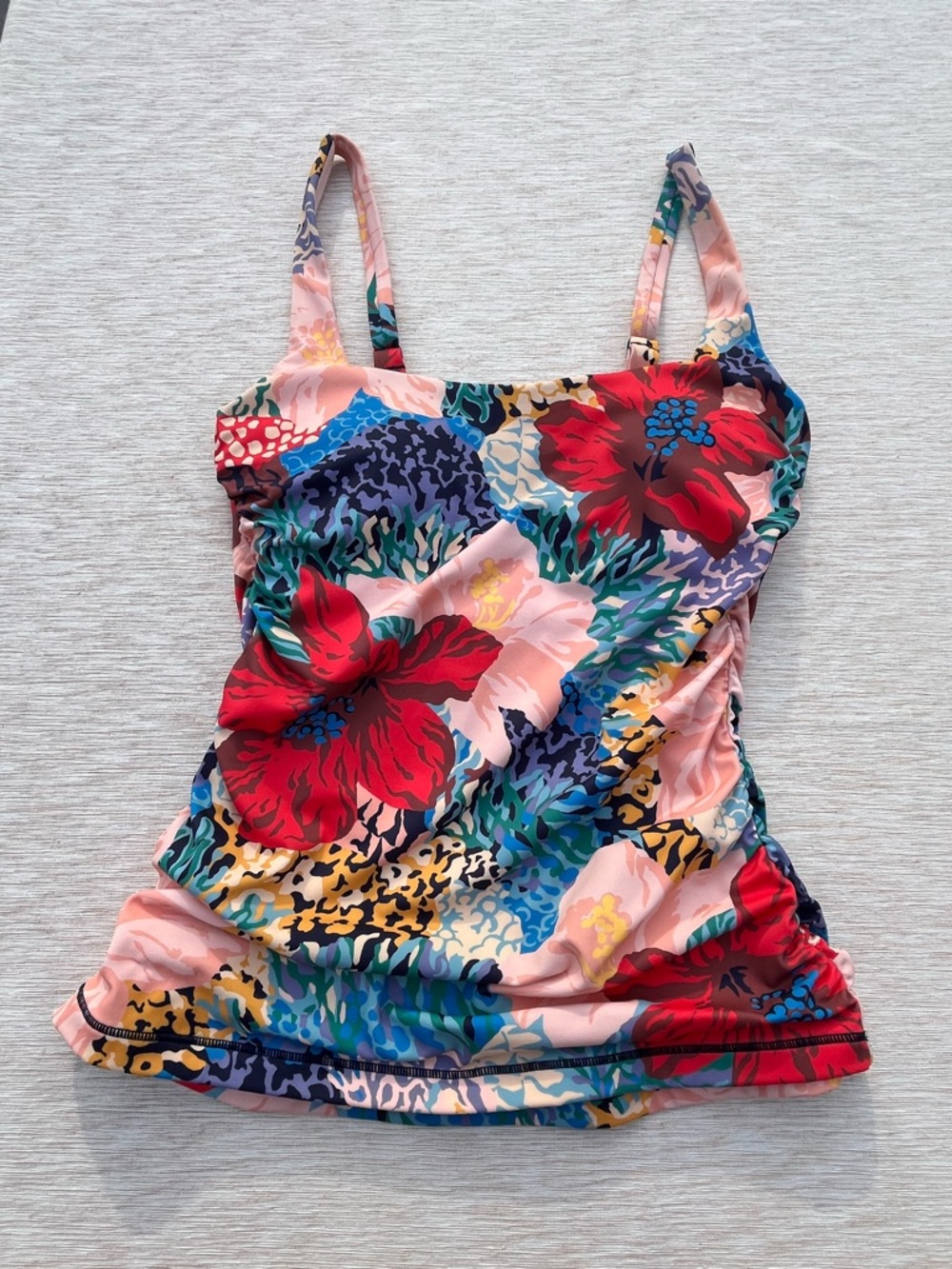 Athleta Women’s Swimsuit Bathing Suit Cream Multi Floral Tankini Top 34 B/C S/M - Picture 11 of 11